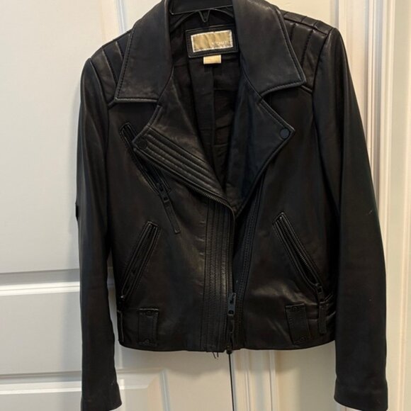 Michael Kors Black Leather Jacket - Picture 1 of 7